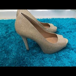 Gold Peep Toe Heels